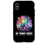 Funny My Tummy Hurts Rainbow Ghost Happy Halloween Candy Coque pour iPhone X/XS