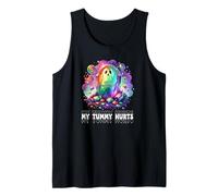 Funny My Tummy Hurts Rainbow Ghost Happy Halloween Candy Débardeur