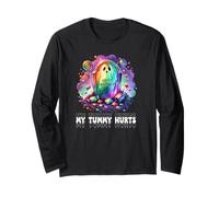 Funny My Tummy Hurts Rainbow Ghost Happy Halloween Candy Manche Longue