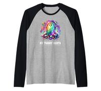 Funny My Tummy Hurts Rainbow Ghost Happy Halloween Candy Manche Raglan