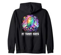 Funny My Tummy Hurts Rainbow Ghost Happy Halloween Candy Sweat à Capuche