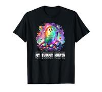 Funny My Tummy Hurts Rainbow Ghost Happy Halloween Candy T-Shirt