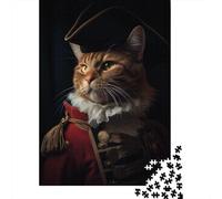 Funny Napoleon Emperor Cat Puzzle Adulte De 1000 Pièces, 52x38cm/1000pcs, Projet Tranquille pour Le W nd; Pièces Blanches Peu Poussiéreuses