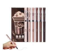 Funny Needle Tip Pens Set - 6 x Fine Point Pen, Rolling Ball | Aesthetic Stationery Supplies For Boys Girls School Office Writing Ink Liquid Glide Journaling Sketching Diary Student Tool.