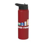 Funny Never forget 1980s cassette VHS disquette retro tech Stainless Steel Insulated Water Bottle
