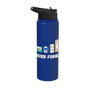 Funny Never forget 1980s cassette VHS disquette retro tech Stainless Steel Insulated Water Bottle