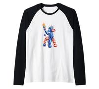 Funny New York Statue of Liberty USA Flag Balloon Dog Poodle Manche Raglan