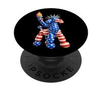 Funny New York Statue of Liberty USA Flag Balloon Dog Poodle PopSockets PopGrip Adhésif