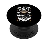 Funny Night Shift Owl Chef où Tous Les Jours C'est Le Lundi PopSockets PopGrip Adhésif
