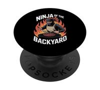 Funny Ninja of The Backyard Saying BBQ Humour Grill Femme Homme PopSockets PopGrip Adhésif