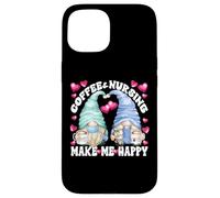 Funny Nurse Gnomes Couple for Women and Men Who Loves Coffee Coque pour iPhone 15