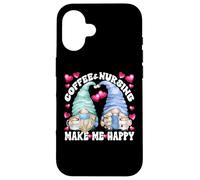 Funny Nurse Gnomes Couple for Women and Men Who Loves Coffee Coque pour iPhone 16