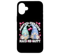 Funny Nurse Gnomes Couple for Women and Men Who Loves Coffee Coque pour iPhone 16 Plus