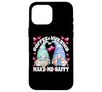 Funny Nurse Gnomes Couple for Women and Men Who Loves Coffee Coque pour iPhone 16 Pro Max
