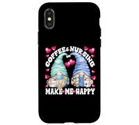 Funny Nurse Gnomes Couple for Women and Men Who Loves Coffee Coque pour iPhone X/XS
