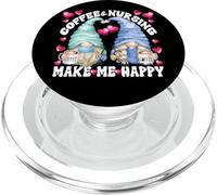 Funny Nurse Gnomes Couple for Women and Men Who Loves Coffee PopSockets PopGrip pour MagSafe