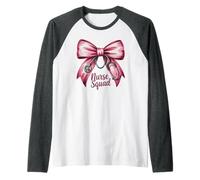 Funny Nurse Squad Bow Love Valentine Coquette RN NP ICU Life Manche Raglan