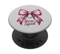 Funny Nurse Squad Bow Love Valentine Coquette RN NP ICU Life PopSockets PopGrip Adhésif