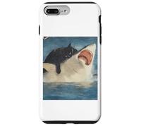 Funny Ocean Adventure Cat Biting a Shark Vintage Coque pour iPhone 7 Plus/8 Plus