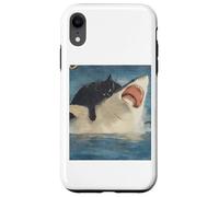 Funny Ocean Adventure Cat Biting a Shark Vintage Coque pour iPhone XR