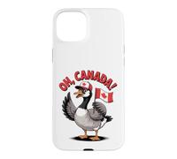 Funny Oh Canada Drapeau Canadien Tenant Un Drapeau de Dessin animé Coque pour iPhone 15 Plus