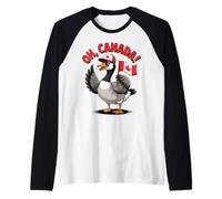Funny Oh Canada Drapeau Canadien Tenant Un Drapeau de Dessin animé Manche Raglan
