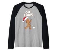 Funny Oh Snap Gingerbread Golf Christmas Holiday Art Manche Raglan