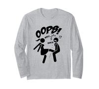 Funny Ooops Figures Stick Cartoon Fight, Girl Power Graphic Manche Longue