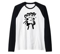 Funny Ooops Figures Stick Cartoon Fight, Girl Power Graphic Manche Raglan