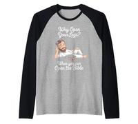 Funny Open The Bible Christian Faith Humour Dire Adulte Blague Manche Raglan