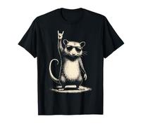 Funny Opossum with Sunglasses and Rock Hand Gesture T-Shirt