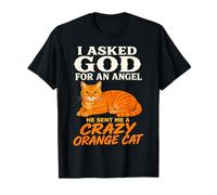 Funny Orange Cat Angel Joke Crazy Kitty Humour T-Shirt