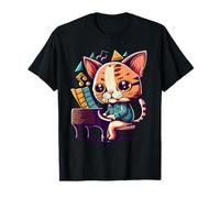 Funny Orchestra Musicien Feline Pianist Rock Cat Play Piano T-Shirt