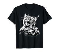Funny Orchestra Musicien Violoniste Rock Chat Jouant du Violon T-Shirt