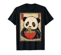 Funny Panda Bear Eating Ramen with Japanese Noodle Meme T-Shirt