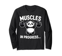 Funny Panda Haltérophilie Muscles in Progress Gym Humour Manche Longue