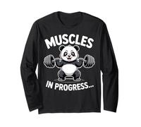 Funny Panda Haltérophilie Muscles in Progress Gym Humour Manche Longue