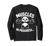 Funny Panda Haltérophilie Muscles in Progress Gym Humour Manche Longue