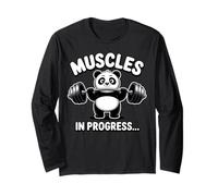 Funny Panda Haltérophilie Muscles in Progress Gym Humour Manche Longue