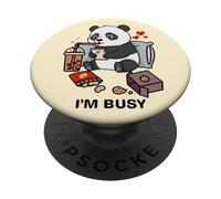 Funny Panda Im Busy Boba Tea Snacks Zoo Garçons Filles Enfants PopSockets PopGrip Adhésif