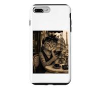 Funny Paris Café Cat - Portrait Sophistiqué Chat Tabby Coque pour iPhone 7 Plus/8 Plus