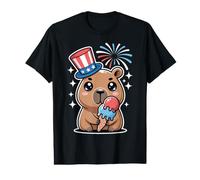 Funny Patriotic Capybara Juillet Fourth Ice Cream America T-Shirt Graphique avec Valeur