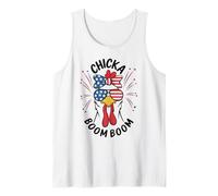 Funny Patriotic Chicken Lunettes de soleil Tee Chicka Boom Boom USA Débardeur