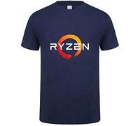 Funny Pc CP Uprocessor AMD Ryzen Cotton T Shirt for Men Top Tees Blue M