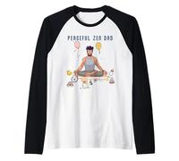 Funny Peaceful Zen Dad Namaste Yoga Méditation Mindfulness Manche Raglan