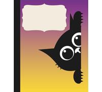 Funny Peeking Black Cat Sketchbook: Cute Kitten with Paw Prints Illustration: Blank Pages with Frames for Drawing and Doodling| Large Name Label on Cover | Art Gift for Boys and Girls