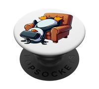 Funny Penguin VR Chaise de Jeu Chill Nerd PopSockets PopGrip Adhésif