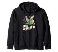 Funny Perruche Just Winging It Bird Ornithologue Humour Sweat à Capuche