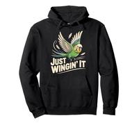 Funny Perruche Just Winging It Bird Ornithologue Humour Sweat à Capuche