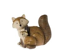 Funny Pets Statuette Renards de décoration en résine aspect bois marron
